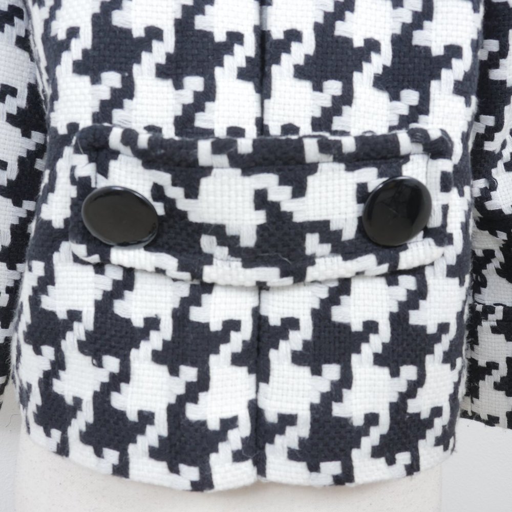 Nygard Black White Houndstooth Design Retro Coat Wide Half Sleeve SZ 8 Jacket - Picture 12 of 14